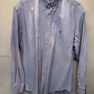Ralph Lauren Blue and Pink Striped Button Down Shirt